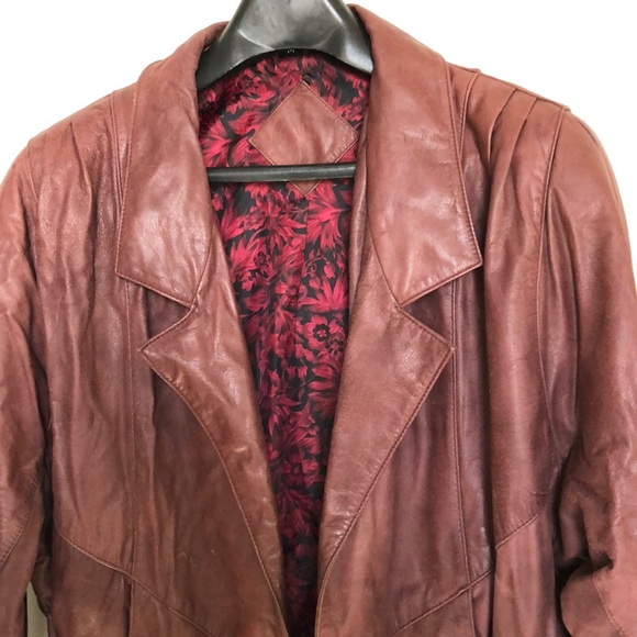 VTG Jacqueline Ferrar Genuine Leather Trench Coat size MP - Picture 3 of 16